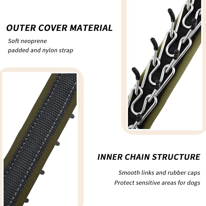 Martingale No Pull Dog Collar for Large Medium Small Dogs, Heavy Duty Nylon Reflective Adjustable Anti Pull Slip Collar with Buckle for Training Walking M Black Army Green