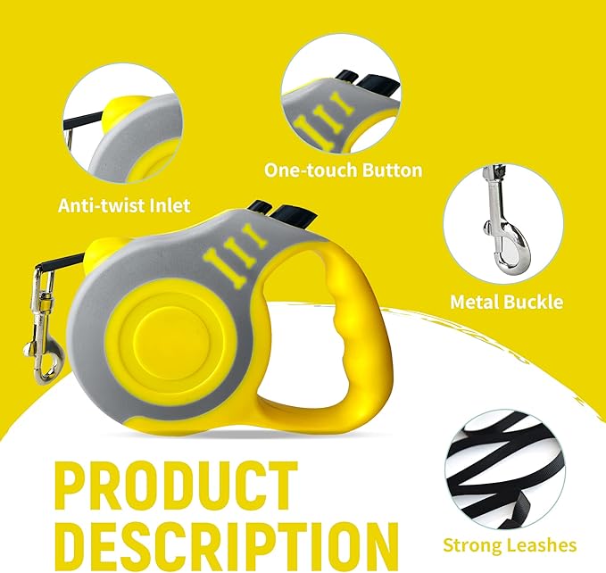 LIEVUIKEN Retractable Dog Leash Automatic Telescopic Tractor Dog Tape, Pet Tape 10/16 FT Durable and Convenient, with Folding Bowl, Dispenser, Rubbish Bags, Suitable for Small and Medium Dogs