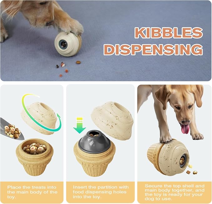 Frozen Treat Dispensing Dog Toy, Freezable & Fillable Chew Toy for Aggressive Chewers, Interactive Dog Toys to Keep Them Busy, Enrichment Toys for Small Medium Large Breeds
