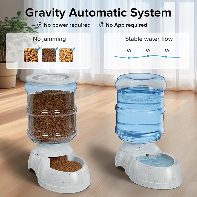 Kenond 3 Gallon Dog Feeder and Water Dispenser, Gravity Food Dispenser