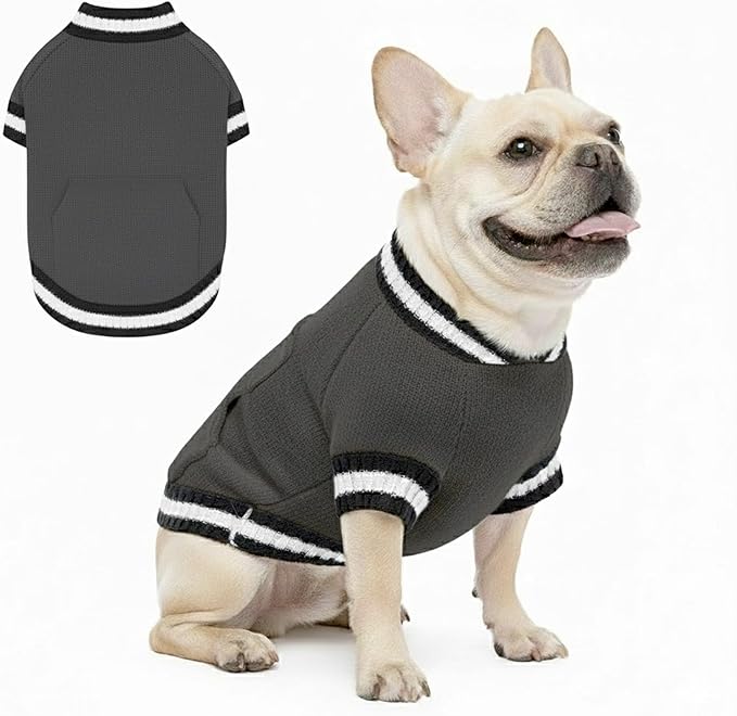 Grewear Pets Knit Sweater with Knit Back Pocket, Warm Comfortable Sweater for Pets, Soft Cozy Winter Pet Clothes, Stylish Multi-Colored Sweater for Dogs & Cats Charcoal XXL