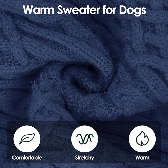 SUNFURA Dog Sweater, Dog Sweaters for Medium Dogs Girl Boy, Warm Soft Sweaters Pullover for Fall Winter, Solid Color Turtleneck Knitwear Clothes for Pug, Yorkie, Boston Terrier, Bluish Grey Medium