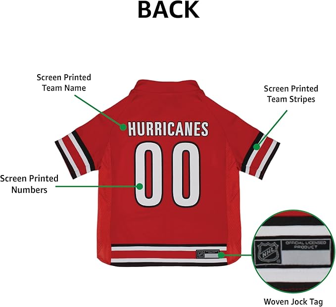 Pets First NHL Carolina Hurricanes Jersey for Dogs & Cats, Small. - Let Your Pet Be A Real NHL Fan!