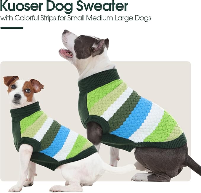Kuoser Dog Sweater, Warm Dog Sweaters for Extra Large Dogs Girl Boy, Pet Turtleneck Knitted Pullover Jumper for Xmas Thanksgiving, Puppy Winter Vest Thermal Doggy Sweatshirt for Fall Winter,Green 3XL
