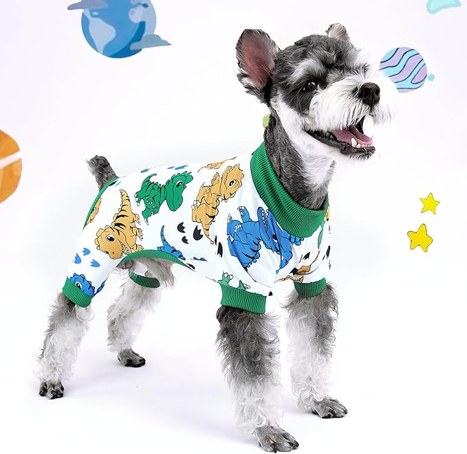 XPUDAC 4 Pieces Dog Pajamas Soft Puppy Pjs Stretchable Boy Doggie Clothes for Small Medium Dogs Cat Pet Outfits, 154-XL