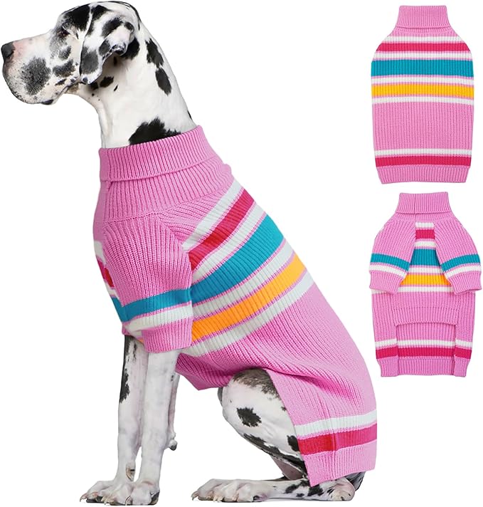 IECOii Great Dane Sweater,5XL Dog Sweater for Large Size Dog, Giant Breed Dog Sweater Christmas,Thick Warm Dog Winter Sweater for Male Female Dogs,Dog Cold Weather Outfits Pink Dog Sweater,5XL