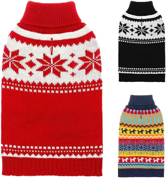 Mihachi Dog Sweater - Winter Coat Apparel Clothes with Colorful Stripes for Cold Weather Medium