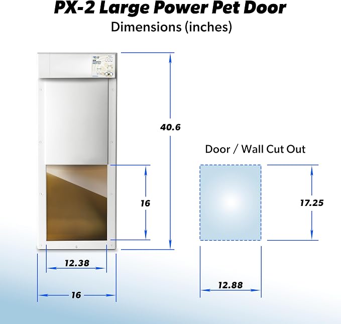 Genuine Power Pet Fully Automatic Pet Door from High Tech Pet Brand. Pet Collar Operated, 4 Way Access, Directional Sensing, Dead Bolt Lock, Air Tight, Quick, Quiet Operation, USA Customer Service