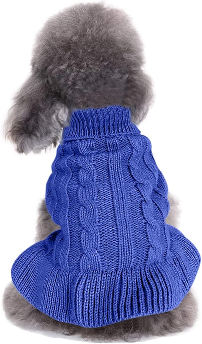 CHBORCHICEN Small Dog Sweaters Knitted Pet Cat Warm Dog Sweatshirt Winter Clothes Kitten Puppy Sweater (XXS, Dress-Dark Blue)