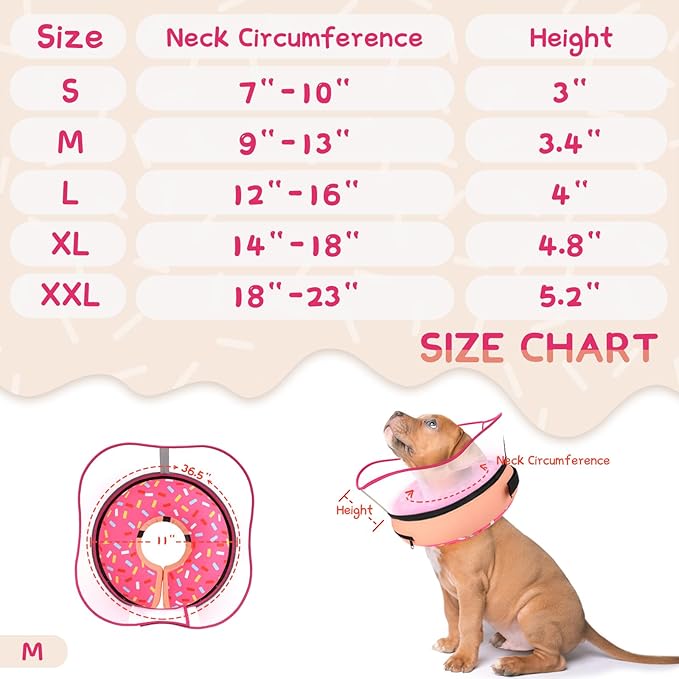Supet Raised Inflatable Dog Cone Collar to Stop Licking, Soft Dog Cone Alternative After Surgery, Doggie Neck Donut Collar for Small Medium Large Dogs