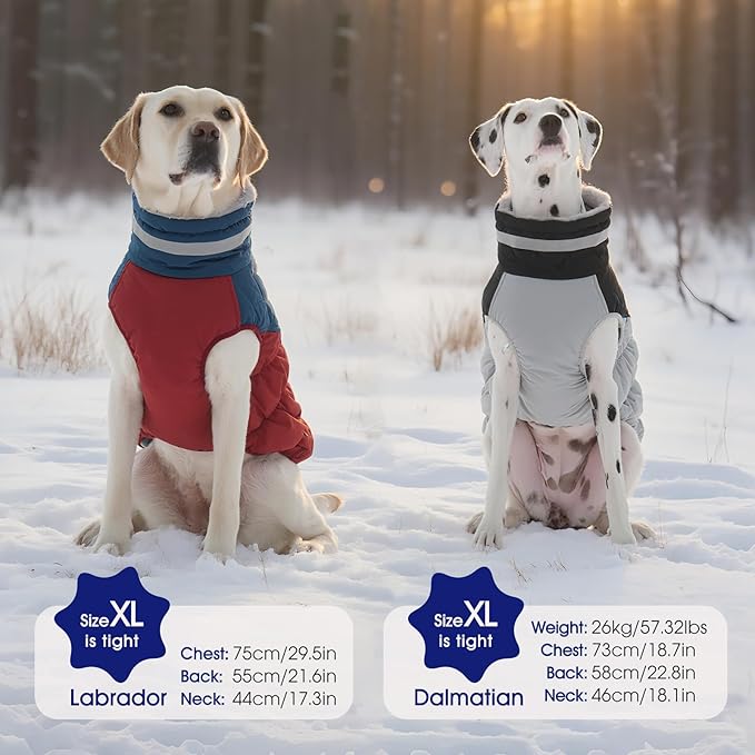 FUAMEY Dog Coat for Small Dogs,Waterproof Dog Winter Jacket with Harness Built in Puppy Cold Weather Coats Reflective Pet Vest with Zipper Warm Fleece Dogs Snowsuit Windproof Dark Blue XS