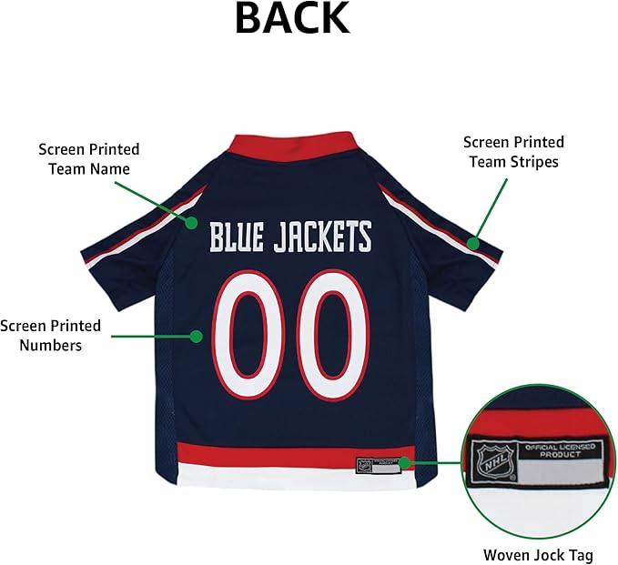Pets First NHL Columbus Blue Jackets Jersey for Dogs & Cats, X-Large. - Let Your Pet Be A Real NHL Fan!