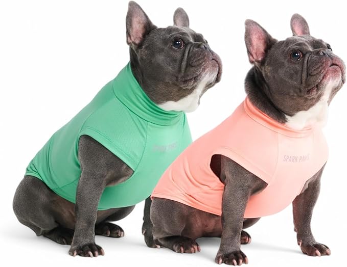 Spark Paws Sunblock Dog T-Shirt, SPF30 Protection, Lightweight Breathable Quick Dry for Dogs with Sensitive Skin - Peach & Mint (Set of 2) - XL