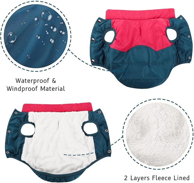 ASENKU Dog Winter Coat - Waterproof Windproof Dog Jacket, Warm Snowproof Doggie Puffer Vest for Cold Weather, Lightweight Snow Coats for Small Medium Large Dogs (Red&Navy, XL)