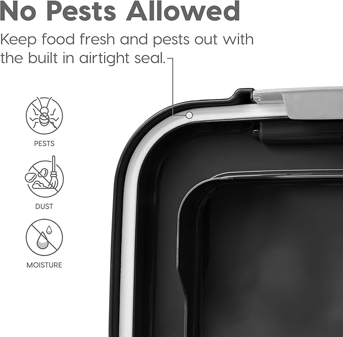 IRIS USA Airtight Pet Food Storage Rolling Container, 30 lb Capacity, Black