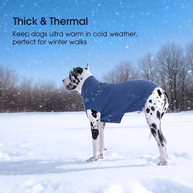 IECOii Big Dog Sweater - XXXL Dog Sweaters for Extra Large Dogs - Warm Winter & Fall Coat - Blue-4XL
