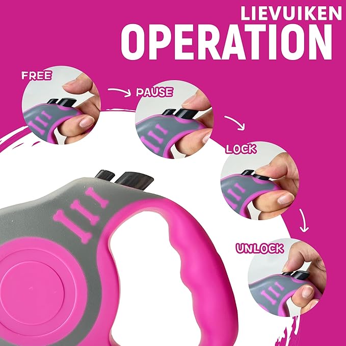 LIEVUIKEN Retractable Dog Leash Automatic Telescopic Tractor Dog Tape, Pet Tape 10/16 FT Durable and Convenient, with Non-Slip Handle, Suitable for Small and Medium-Sized Dogs