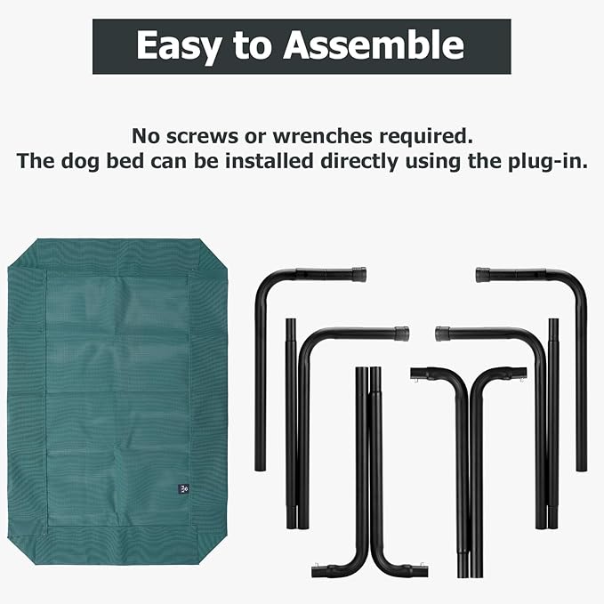 PVY Elevated Dog Bed for Outdoor, Extra Large Raised Dog Cot with Washable Mesh, Cooling Pet Cot Chew Proof for Outside Camping, 47 inch Green