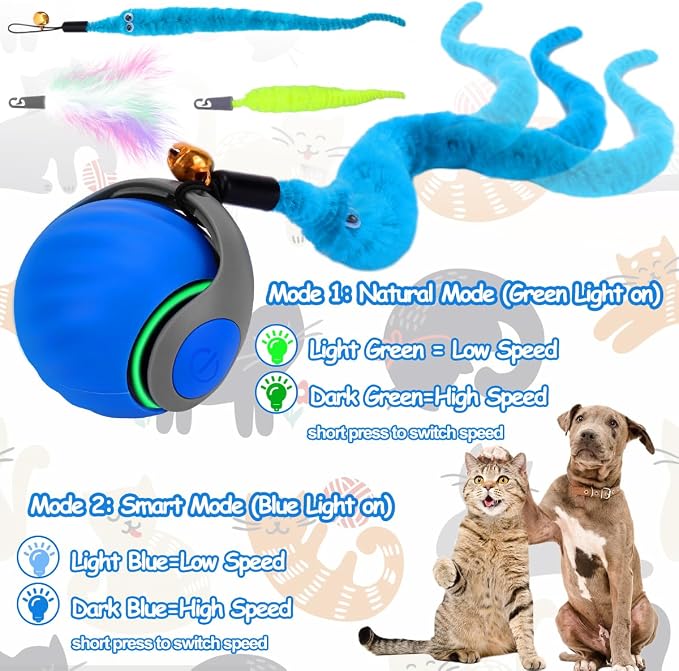 2PCS Interactive Cat Toy Ball, Rechargeable Cat Toys for Indoor Cats