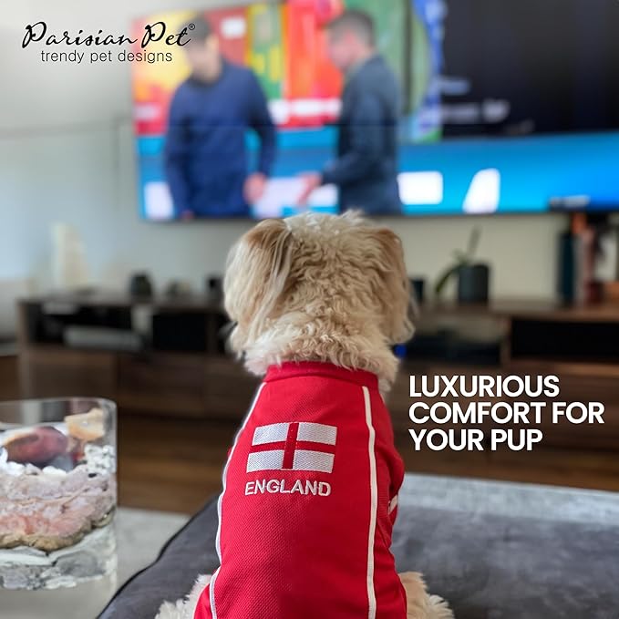 Parisian Pet Dog Jersey – Embroidered England Mesh Fabric Soccer & Sportswear – Lightweight Football Olympic Pet Clothes for Large Dogs - 2XL