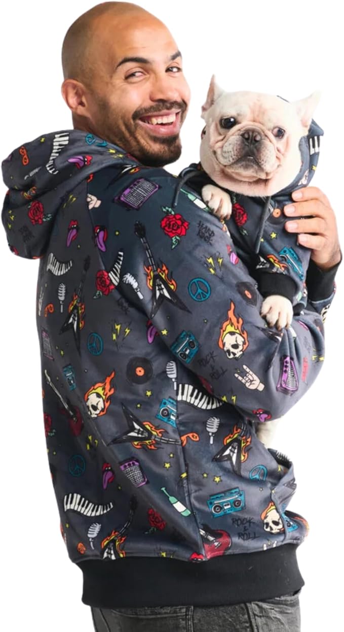 Spark Paws Dog Hoodie – Premium Dog Sweater for Small, Medium, and Large Dogs | Warm Outfits for French Bulldogs, Pitbull, Puppy, Winter Jacket Alternative - Rock and Roll - XL