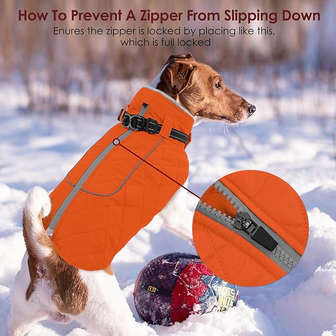 AOFITEE Coat for Medium Dogs, Turtleneck Warm Dog Winter Jacket with Back Zipper, Medium Pet Snowsuit with Reflective Trims, Dog Puffer Jacket for JackRussell, Boston Terrier, French Bulldog