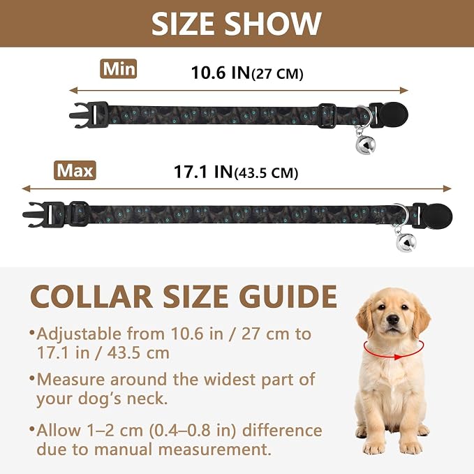 Black Cat Eyes Black Easy to Wear Kitten Collars 2 Pack Collar for Cats