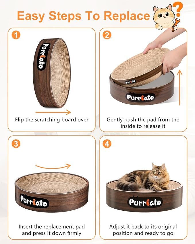 Cat Scratcher, Cardboard Cat Scratchers for Indoor Cats, Large Cat Scratching Board, Round Bowl Cat Scratch Pad Bed (Gothic)