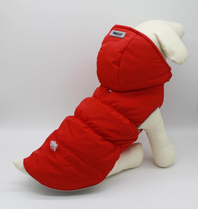 Warm Dog Coat Jacket with Detachable Hood Harness Hole Winter Coat Pet Clothes Dog Cold Weather Coats Cozy Snow Jacket Vest for Small Medium Large Dogs - Blake (Red, Medium)
