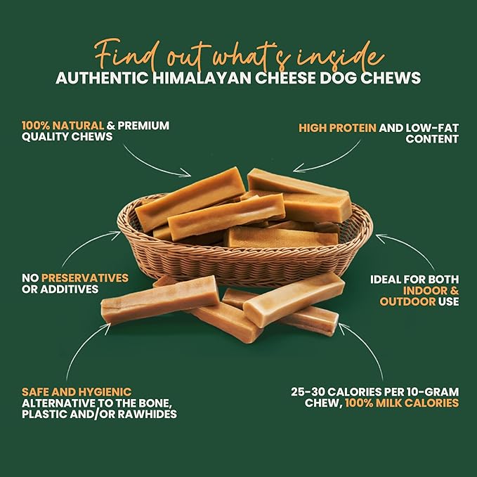 Authentic Himalayan Yak Cheese for Dogs - Jumbo (Pack of 1) - Sourced from Pristine Himalayan Foothill, Rawhide-Free, NO preservatives