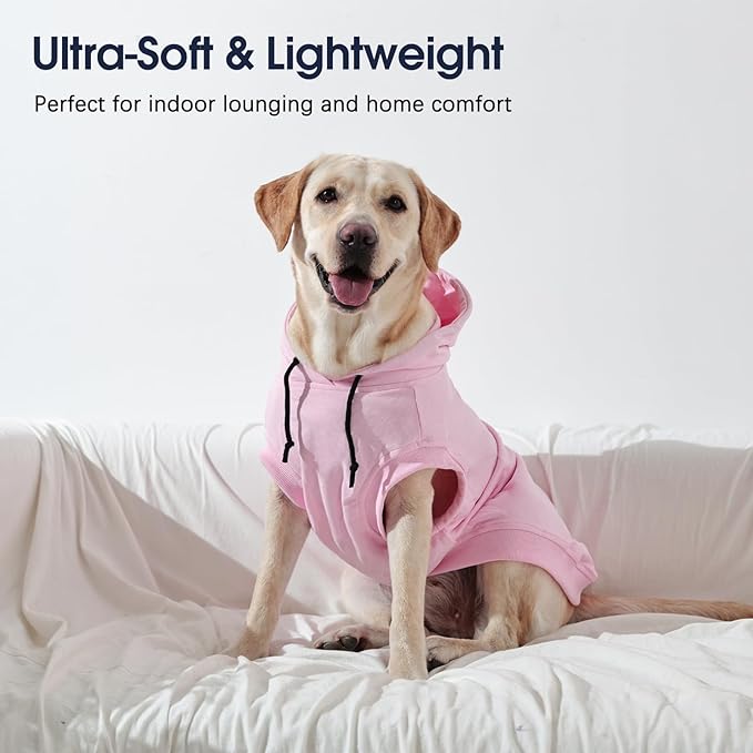 IECOii Dog Hoodie for Large Dogs, Great Dane Sweaters for Giant Breed Dogs, Breathable Lightweight Extra Large Pet Sweathshirt with Hood, XXXL Dog Hoodies for Mastiff, Pink, 3XL,(No Fleece Lined)