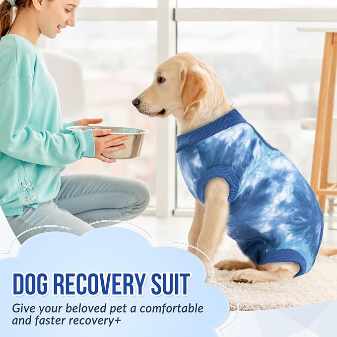 Lukovee Recovery Suit for Dogs, Onesie Surgery Recovery Suit for Female Male Dogs, Abdominal Wounds Cone E-Collar Alternative Prevent Licking Spay Recovery Suit (TBL,XL)