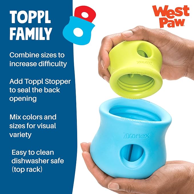 WEST PAW Zogoflex Toppl Interactive Treat Dispensing Puzzle Dog Toy for Mental Stimulation & Enrichment-Holds Kibble & Treats-Lickable, Freezable & Dishwasher Safe-Made in USA-XL-Sunflower Yellow