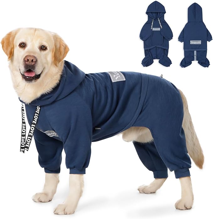 Dog Hoodies Winter Coat for Large Medium Dogs, Pullover 10 Legs Warm Coat Hooded Sweatshirt, Fleece Hoodie for Cold Weather (Dark Blue, 3X-Large)