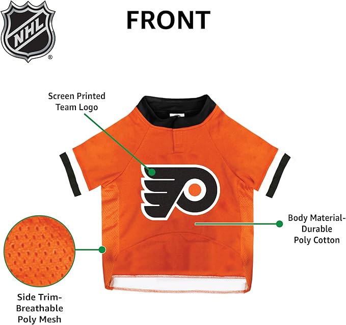 Pets First NHL Philadelphia Flyers Jersey for Dogs & Cats, Small. - Let Your Pet Be A Real NHL Fan!