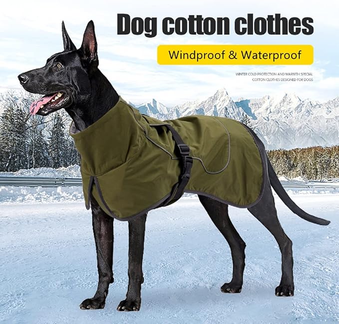 Dog Raincoat - Waterproof Winter Jacket with Velvet Inner, Reflective Strip, Black, XX-Large