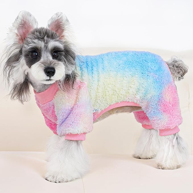XPUDAC Dog Sweater, Dog Winter Clothes for Small Medium Dogs Girl Boy Fleece Doggy Pajamas for Winter Christmas, Tie-Dye02, X-Small