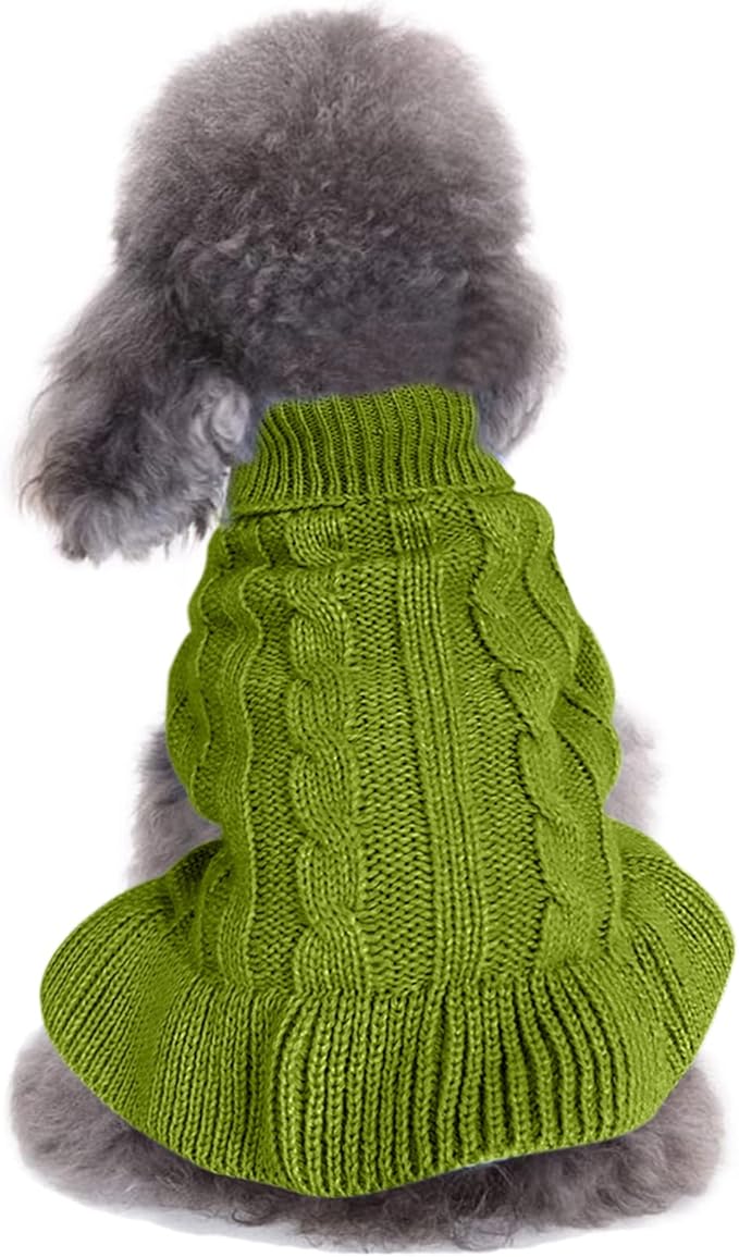 CHBORCHICEN Small Dog Sweaters Knitted Pet Cat Warm Dog Sweatshirt Winter Clothes Kitten Puppy Sweater (S, Dress-Light Green)
