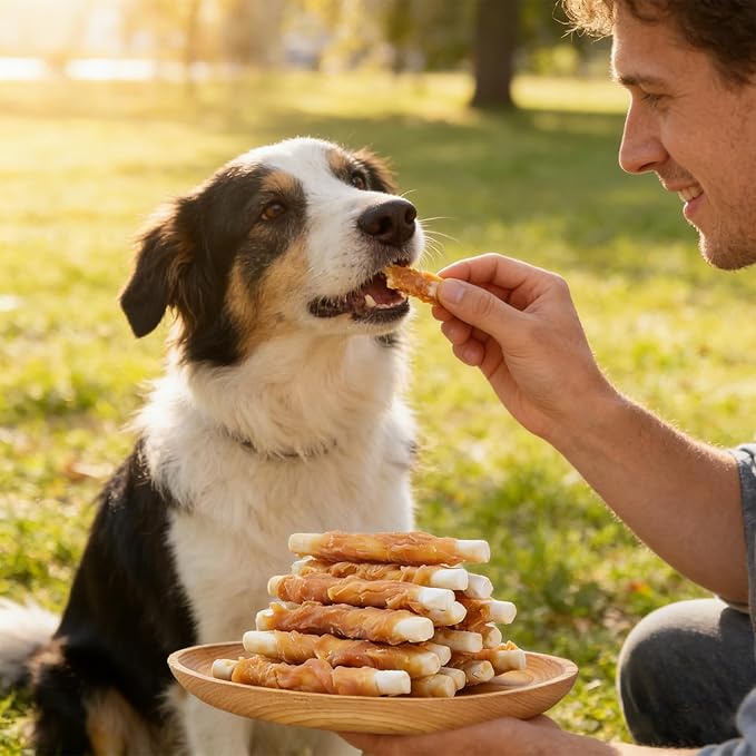 Jungle Calling Chicken Wrapped Biscuit Dog Treats, Grain-Free & Rawhide-Free Dog Chews, Crunchy Training Snacks for Small, Medium & Large Dogs, 21.2 oz
