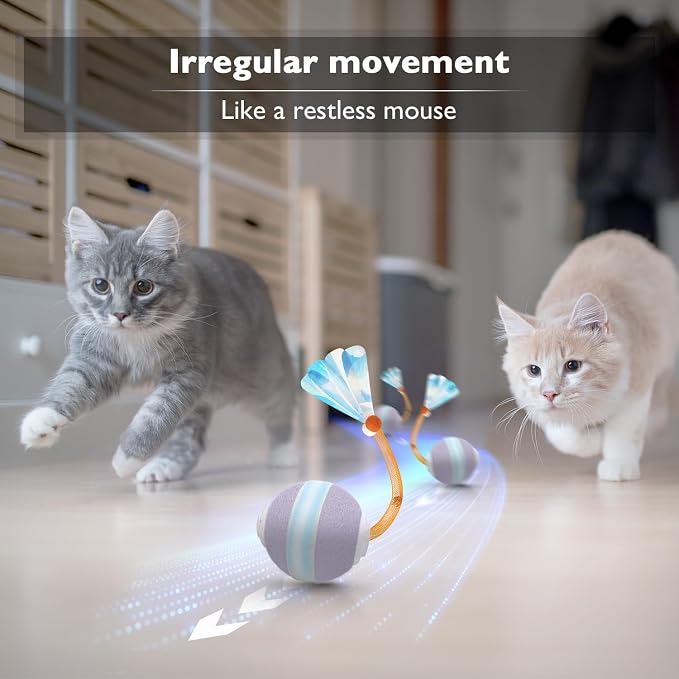 YVE LIFE Interactive Cat Toys Ball for Indoor Cats,[Newly Upgraded] Agile Moving Cat Ball with Elastic Mesh Tail,Automatic Kitten Toys for Bored Indoor Adult Cats,Motion Activated (Purple)