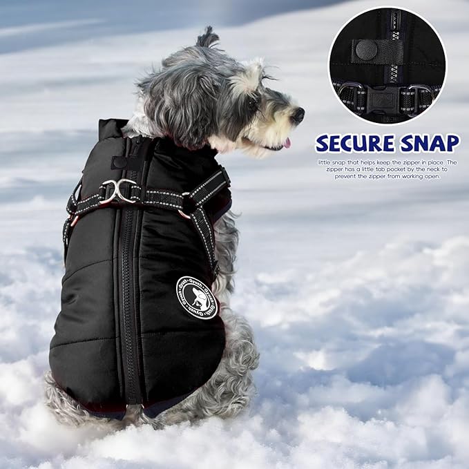 Gyuzh Dog Coat with Harness Puppy Coats Small Dog Harness Jacket Winter Waterproof Jackets for Smal Medium Large Dogs