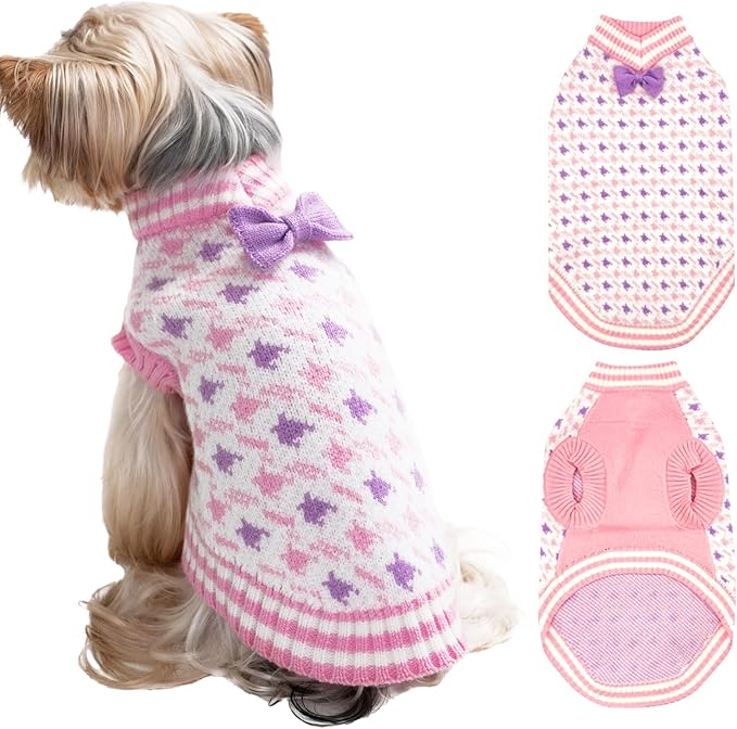Dog Sweater for Small Dog Girl Soft Pet Christmas Halloween Sweater for Medium or Large Dogs and Cats Sweaters (Pink, XXL)