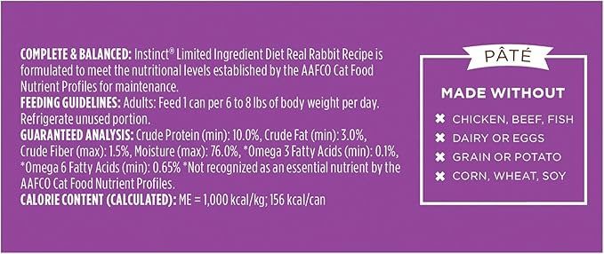 Instinct Limited Ingredient Diet, Natural Wet Cat Food, Grain Free Recipe - Real Rabbit, 5.5 Ounce (Pack of 12)