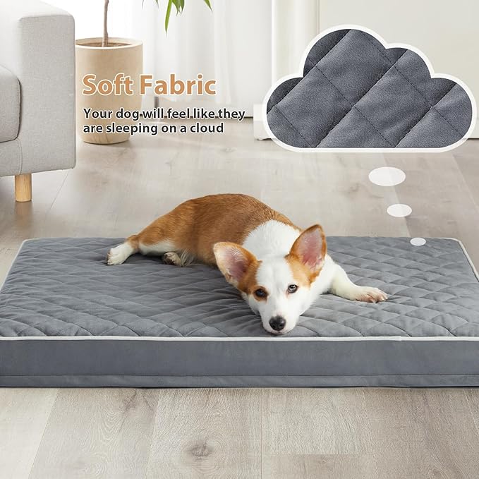 WNPETHOME Orthopedic XL Dog Beds Large Sized Dog, Waterproof Extra Large Dogs Bed with Removable Washable Cover, Multi-Needle Quilting Dogs Crate Bed