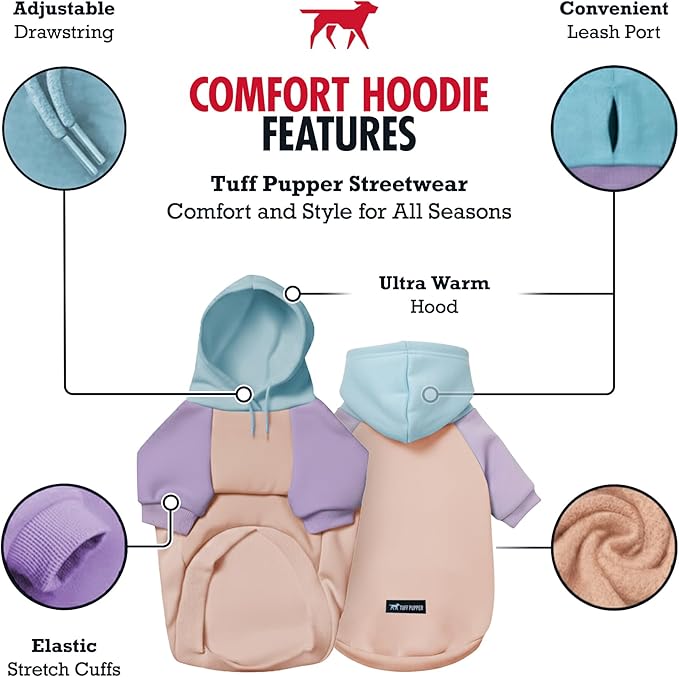 Tuff Pupper Dog Hoodie | Premium Quality Insulated Fabric | Ultra Soft Interior for Superior Comfort | Elastic Cuffs & Drawstring for Warmth | Stretch Fit Suitable for All Breeds (Pastel, 3XL)