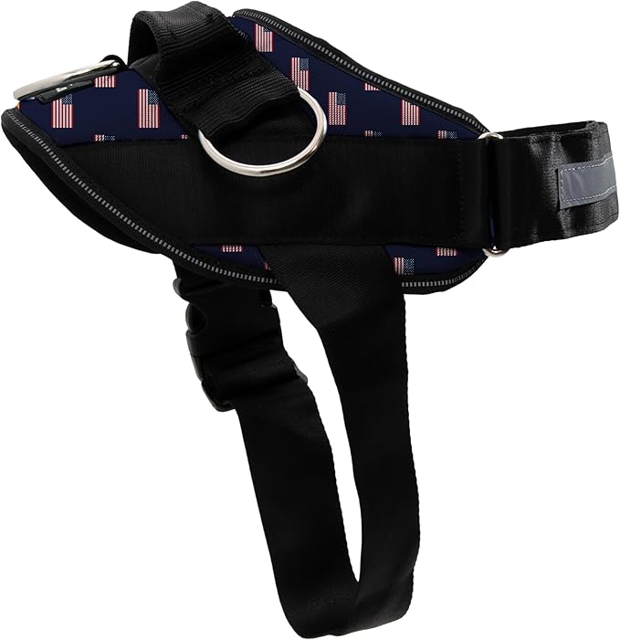 ShawnCo Essential Dog Harness, No-Pull Pet Vest with 3 Leash Clips, No Choke, Reflective, Adjustable and Padded, for Easy Walking and Training for Small, Medium and Large Dogs (USA Flag,L)