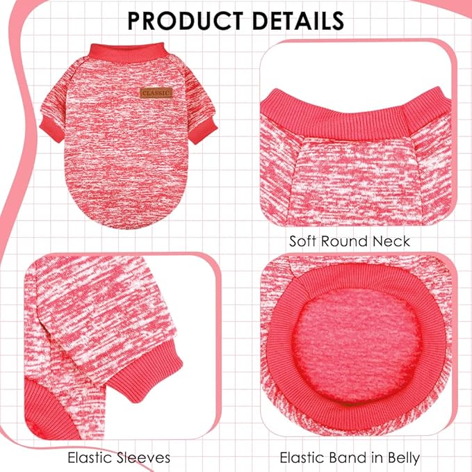 3 Pack Dog Sweaters for Small Dogs Girl Boy Winter Fleece Clothes Warm Soft Dog Sweatshirt Outfit for Dogs Cats Pet Apparel (Red, XX-Small)