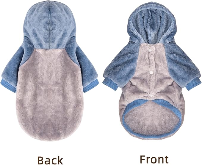 FabriCastle Dog Hoodie Sweater for Small Dogs Boy and Girl, Small Dog Clothes XS XXS Puppy Sweatshirt, Pet Outfit, Cat Clothing Super Soft Warm Snap On Closure (Lightgrey-Blue, Medium)