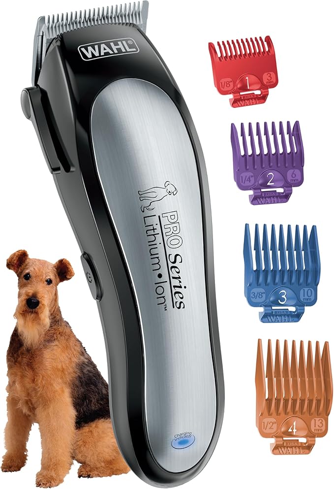 Wahl USA Lithium Ion Pro Series Cordless Animal Clippers – Rechargeable, Heavy-Duty, Electric Dog & Cat Grooming Kit for Small & Large Breeds with Thick to Heavy Coats – Model 9766