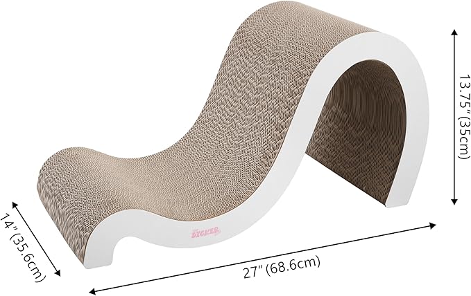 THE LICKER STORE CSR1013B Kona 27" Modern Cardboard Double-Sided Wave Cat Scratcher with Catnip, Cloud